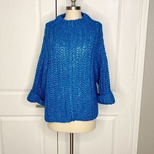 Anthropologie saturday sunday knit sweater blue 20% wool 5% alpaca Size XS